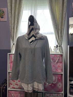 Tommy Hilfiger  Gray Hooded V-Neck Women's Top M